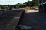 Some ancient railroad infrastructure...  The Southern's original main line once followed the curve of this retaining wall and down the middle of Jefferson Street.  Line was moved to its current location in early 1970 or '71.